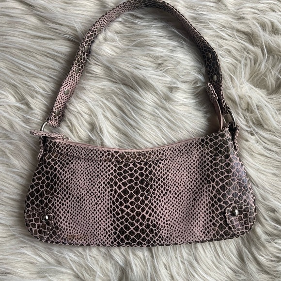 Nine West Women’s Pink and Brown Snake Skin Patterned Shoulder Bag - Picture 2 of 6